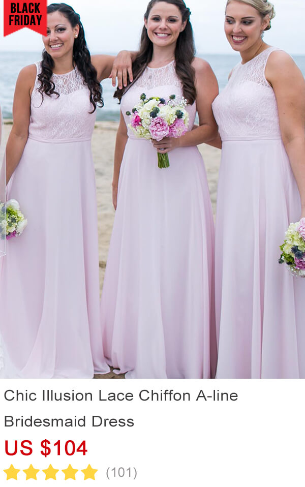 Chic Illusion Lace Chiffon A-line Bridesmaid Dress