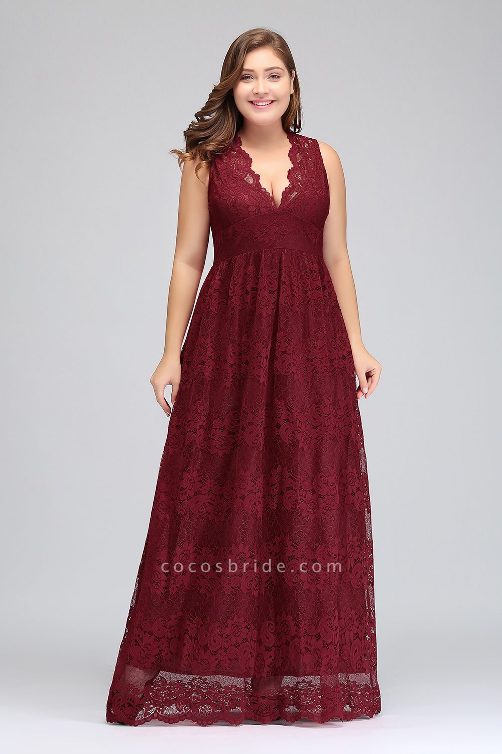 Vintage Wide Straps Deep V-neck A-Line Floor-length Prom Dress With Appliques Lace