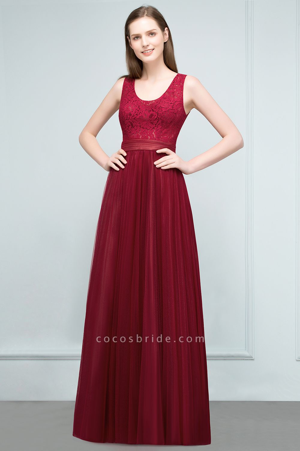 Elegant Straps Tulle A-line Evening Dress