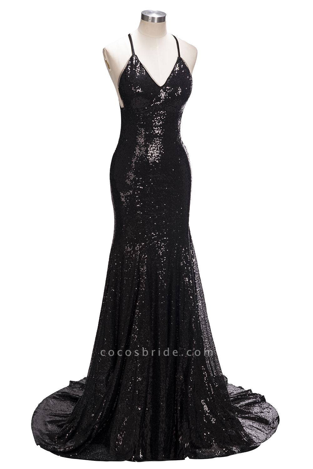 SABINA | Mermaid V-neck Spaghetti Floor Length Sequined Prom Dresses