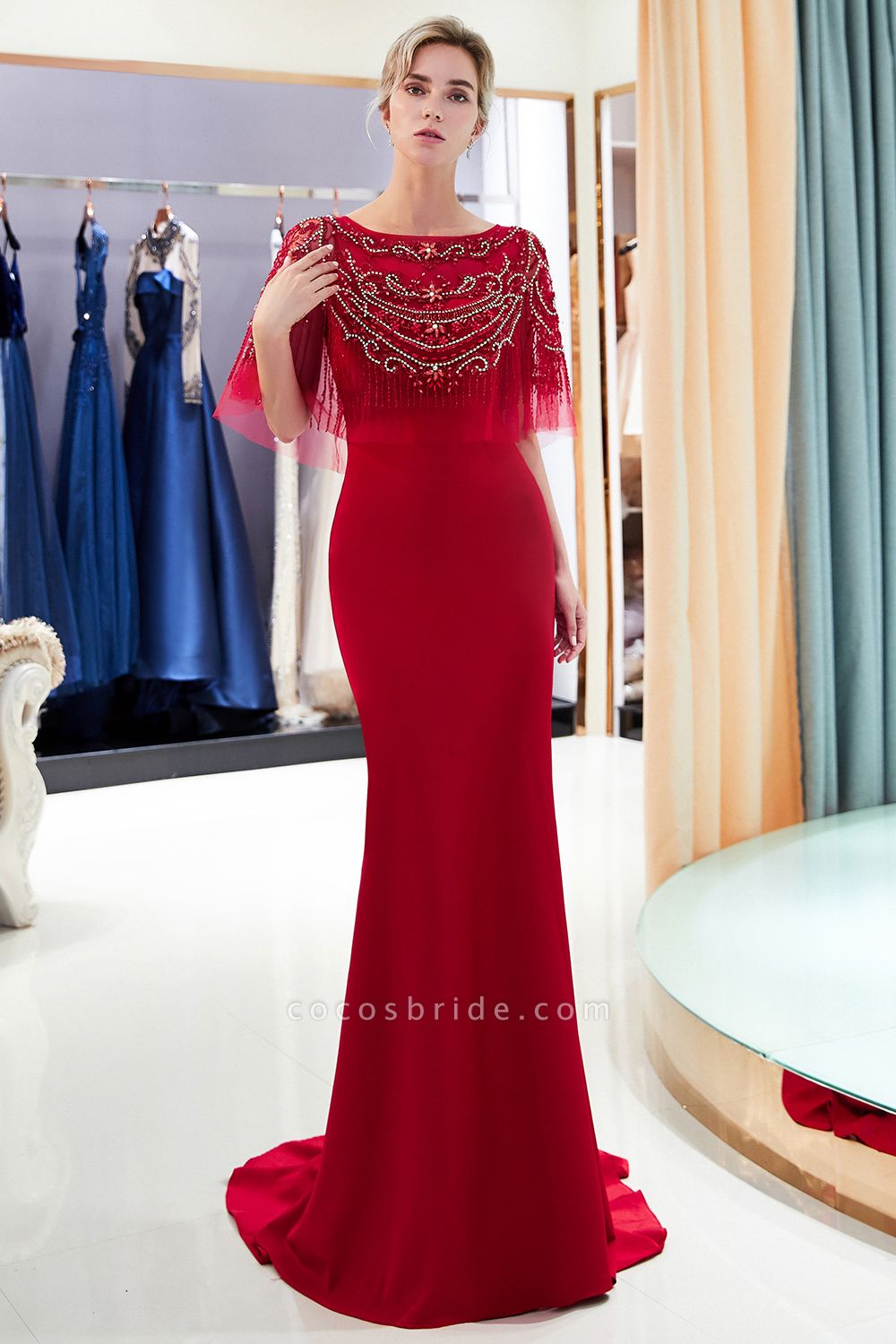 Luxus Rot Abendkleider Lang Günstig Abendmoden Abiballkleider Blau