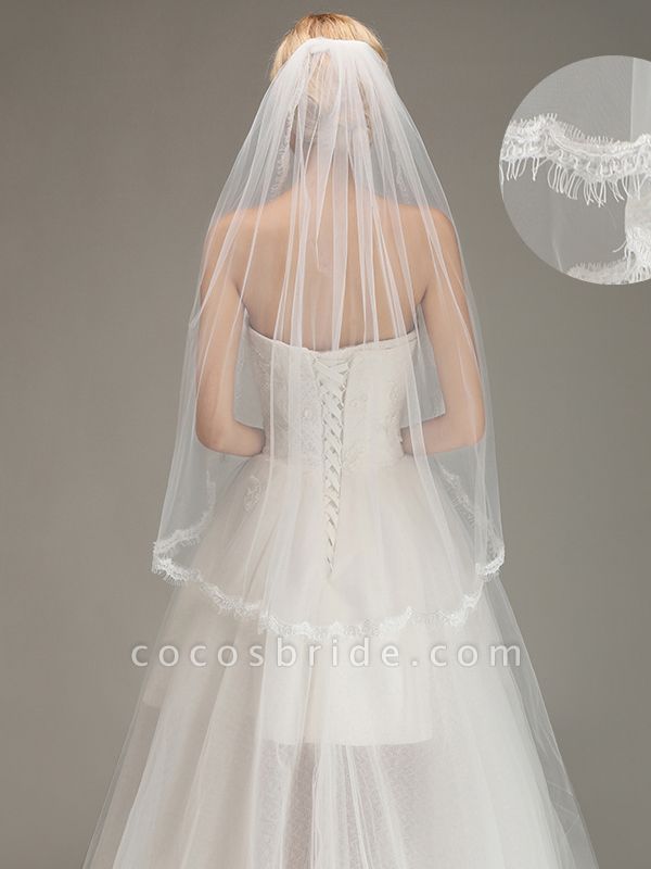 Lace Edge One Layer Wedding Veil with Comb