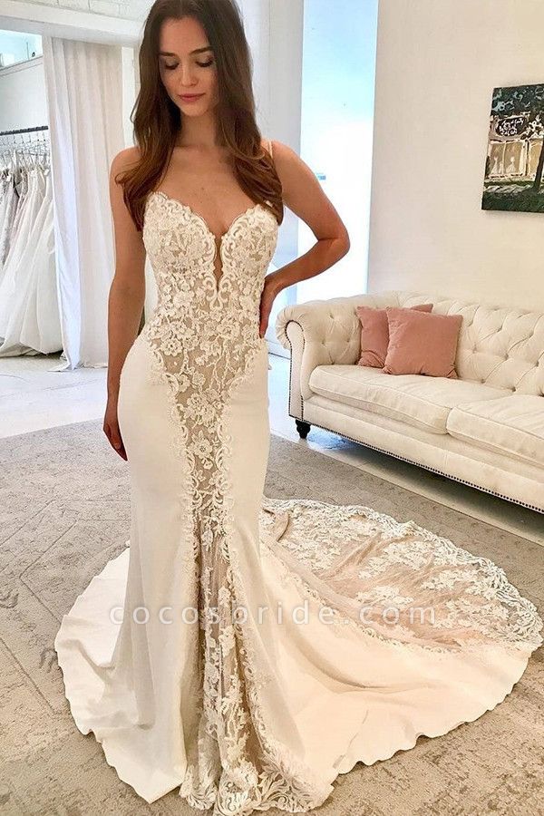 Beautiful Spaghetti Straps Satin Mermaid Prom Dress