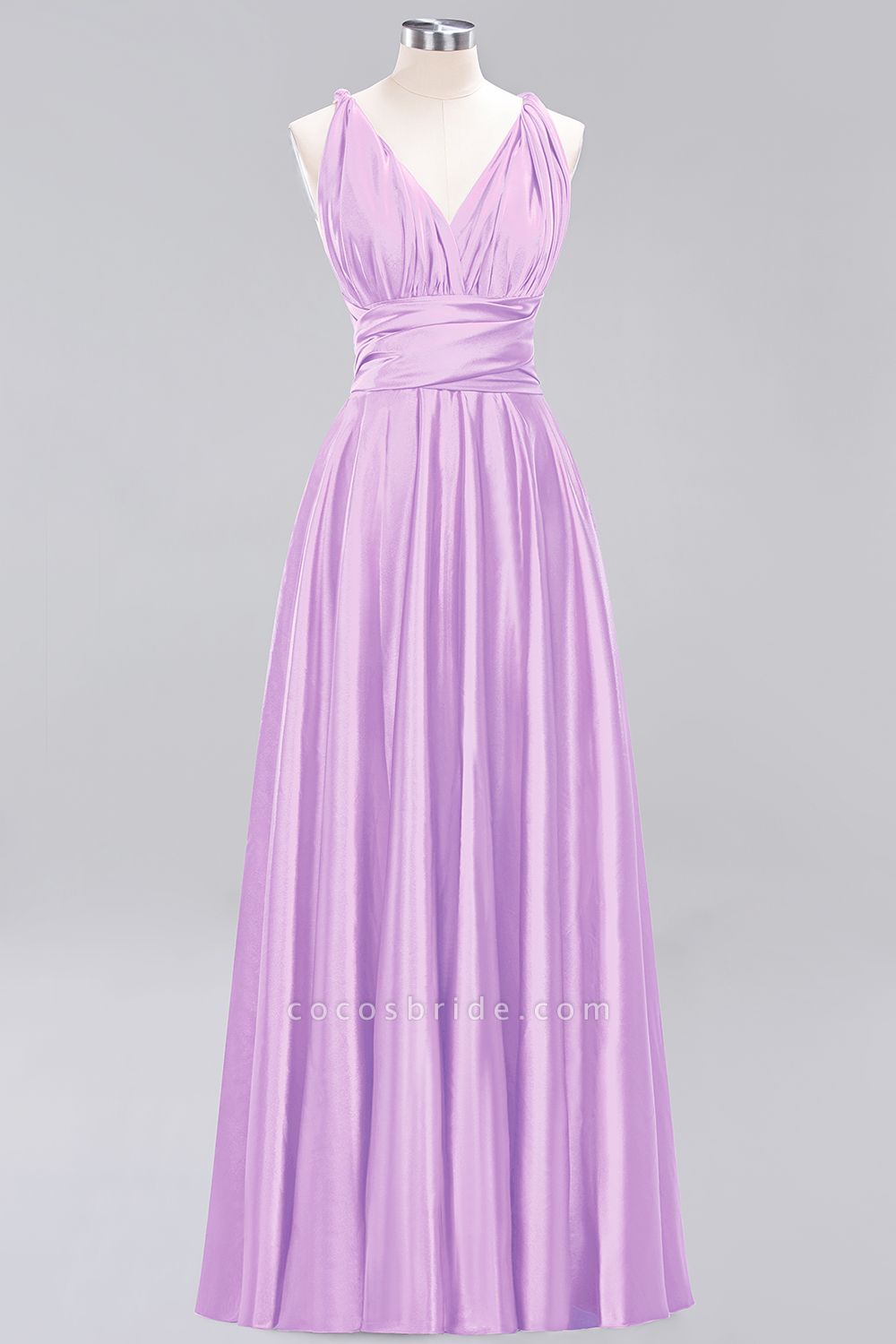 BM0143 Simple A-Line V-Neck Sleeveless Ruffles Floor Length Bridesmaid Dress