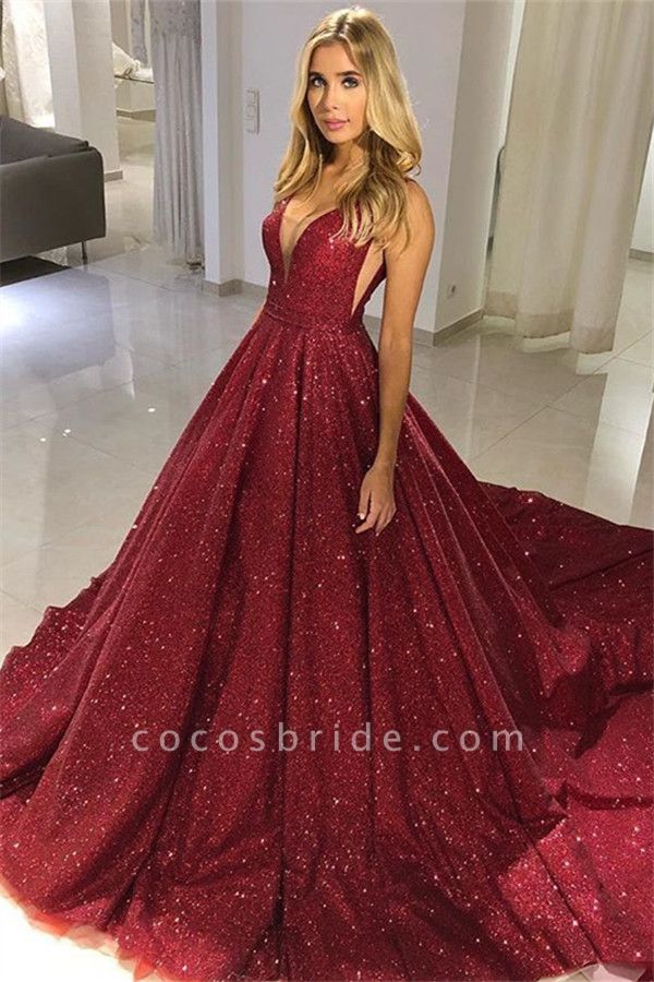 Awesome V-neck Sequined A-line Prom Dress