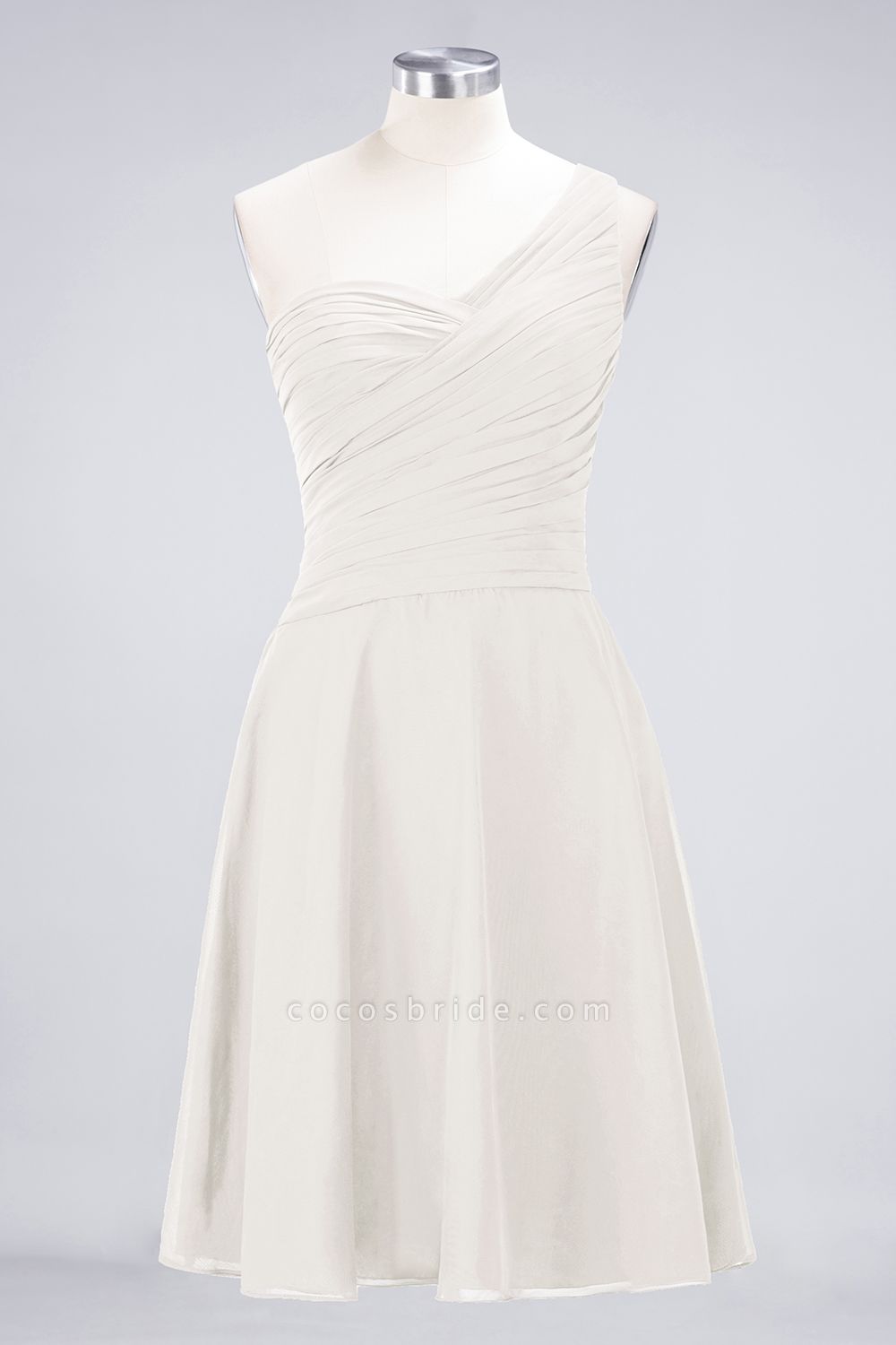 A-Line Chiffon One-Shoulder Sweetheart Sleeveless Knee-Length Bridesmaid Dress with Ruffles