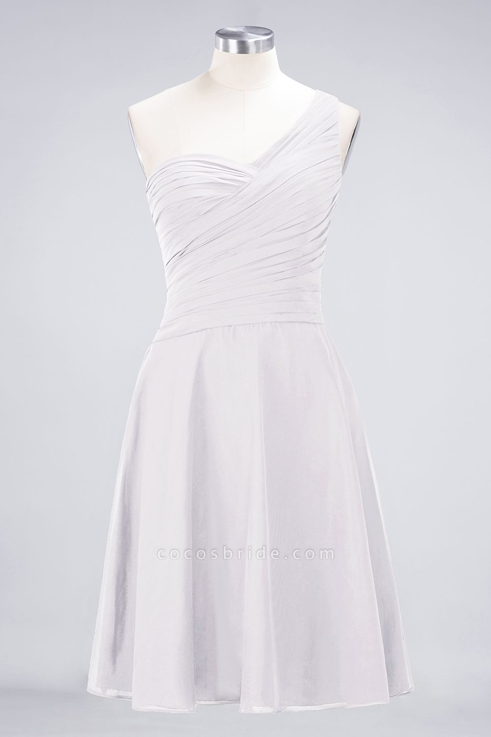A-Line Chiffon One-Shoulder Sweetheart Sleeveless Knee-Length Bridesmaid Dress with Ruffles