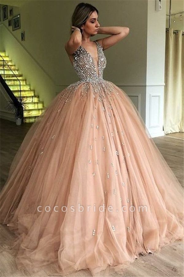 Elegant Straps Tulle Ball Gown Prom Dress