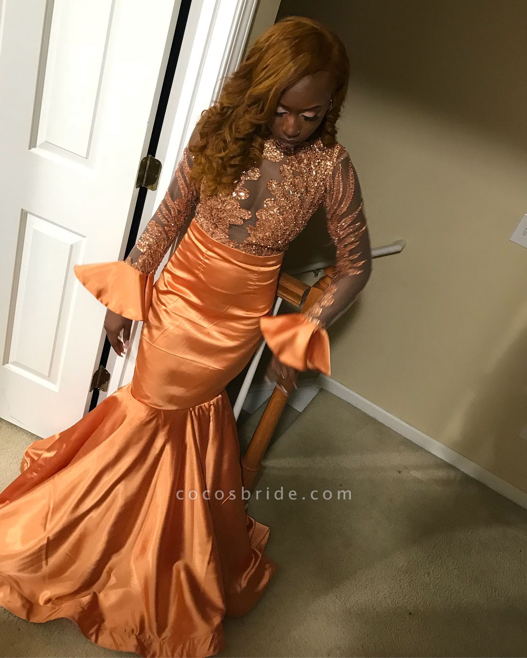 Elegant Jewel Sequined Mermaid Prom Dress