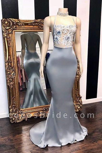 Sexy Sequins Sleeveless Mermaid Prom Dresses | Glitter 2021 Halter Red Evening Gowns