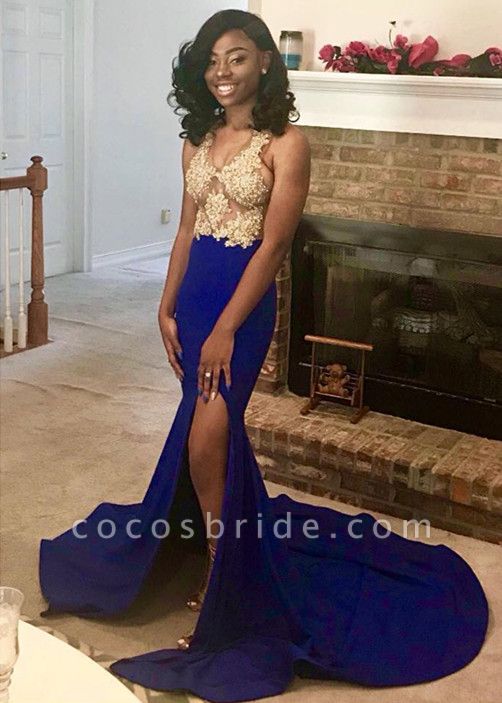 Amazing Straps Appliques Mermaid Prom Dress