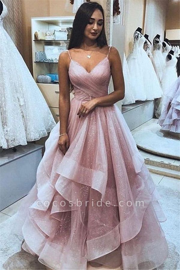 Emely |A-line Asymmetrical Spaghetti Straps Tulle Prom Dress