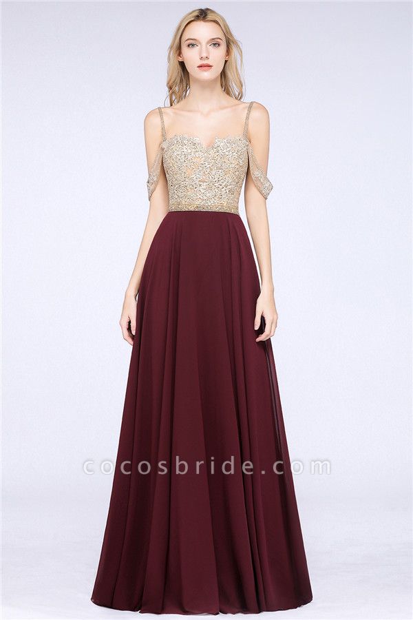 BM0761 Appliques Spaghetti Straps A-line Bridesmaid Dress