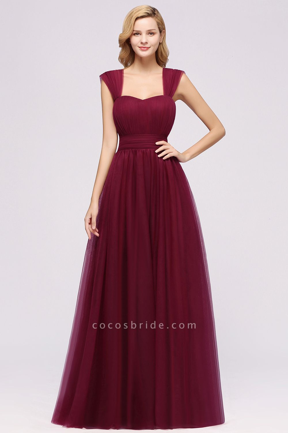 A-Line Chiffon Sweetheart Straps Sleeves Floor-Length Bridesmaid Dresses with Ruffles