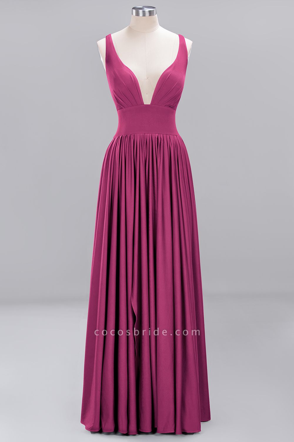 BM0141 A-Line V-Neck Sleeveless Long Ruffles Bridesmaid Dress