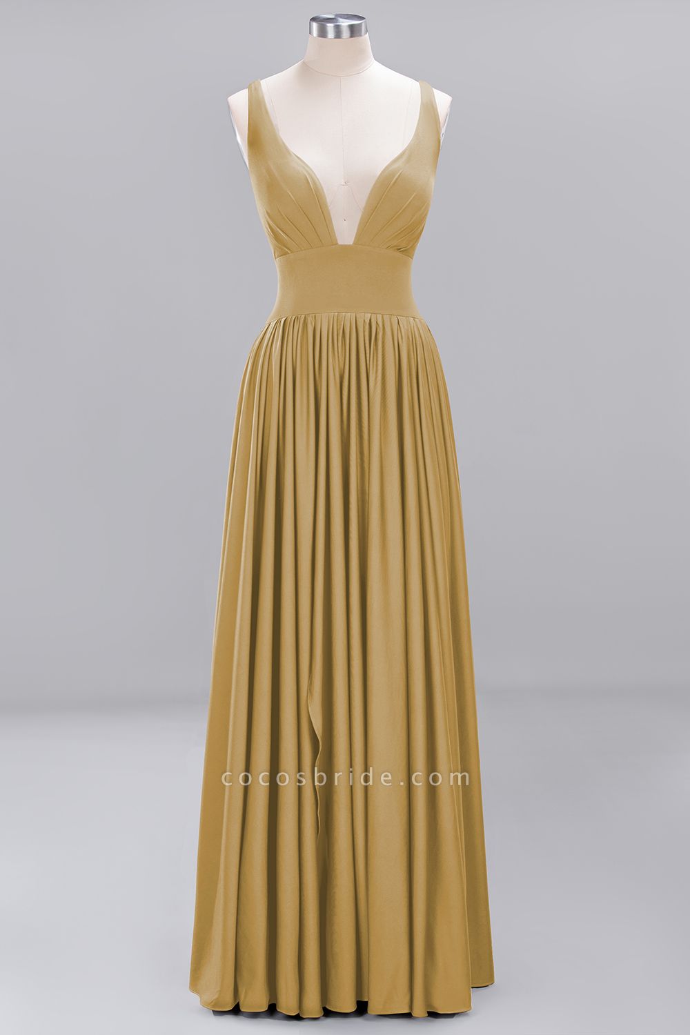 BM0141 A-Line V-Neck Sleeveless Long Ruffles Bridesmaid Dress