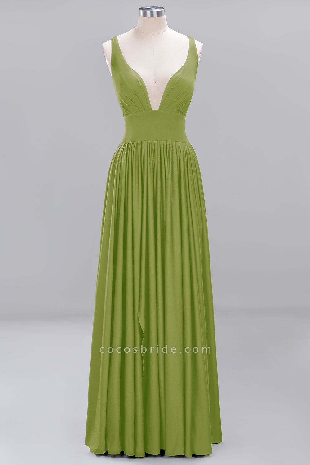 BM0141 A-Line V-Neck Sleeveless Long Ruffles Bridesmaid Dress