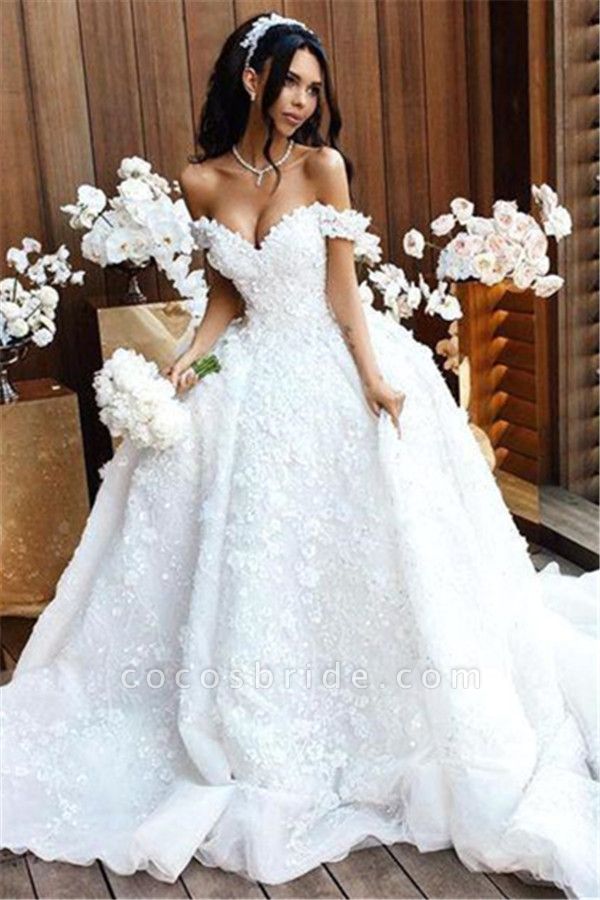 Off The Shoulder Appliques Luxury Wedding Dresses Princess Ball Gown Wedding Dress