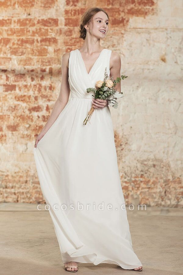 Elegant Ruffle Chiffon A-line Wedding Dress