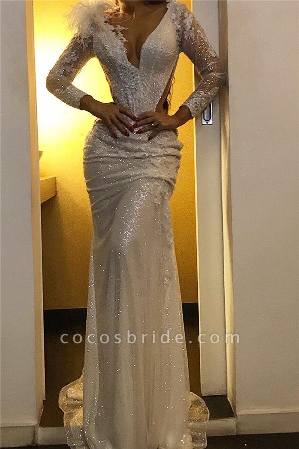 Awesome V-neck Sequined Mermaid Evening Dress
