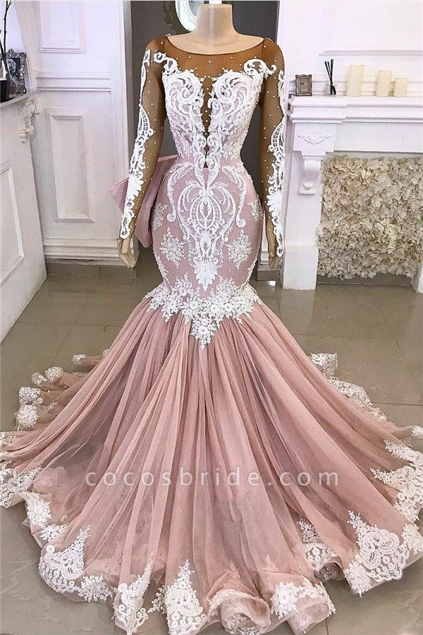 Lace Mermaid Appliques Formal Gowns|Exquisite Evening Dresses