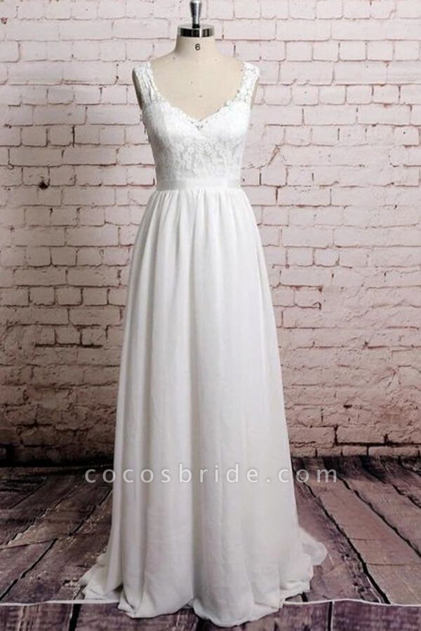 Awesome V-neck Lace Chiffon A-line Wedding Dress