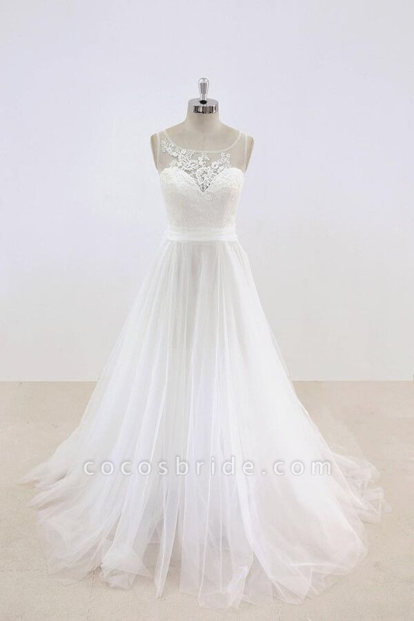 Graceful Illusion Lace Tulle A-line Wedding Dress