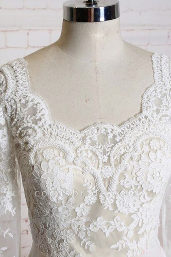 Appliques Long Sleeve Chiffon A-line Wedding Dress-Wedding Dress ...