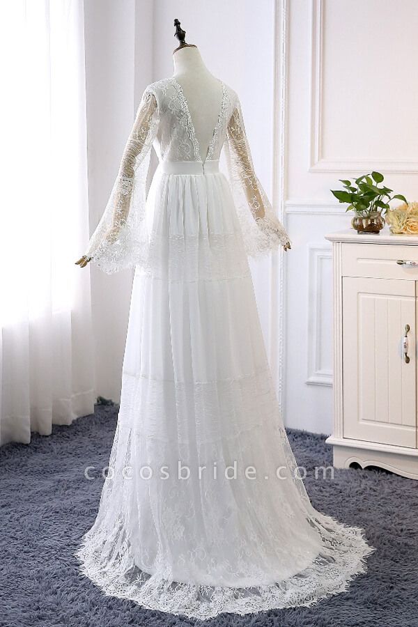 Plus Size Spaghetti Crystal Beaded Chiffon Empire Waist Wedding Gown-7 –  DorrisDress