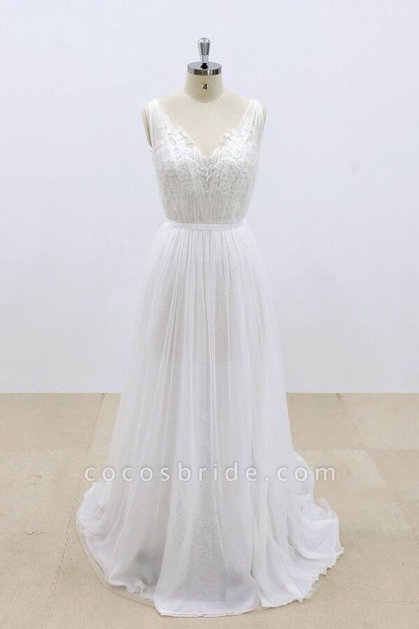 Amazing Ruffle Tulle Appliques A-line Wedding Dress