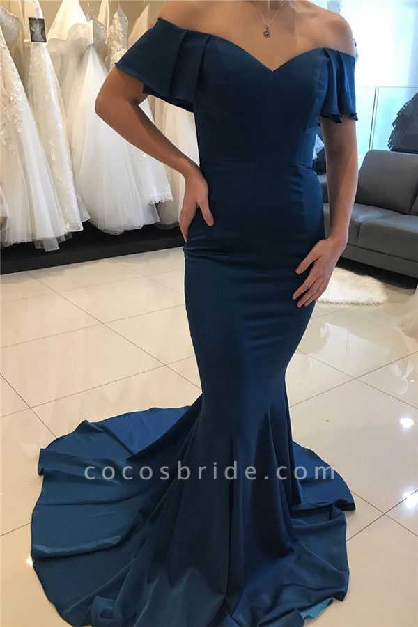 Graceful Off-the-shoulder Stretch Satin Mermaid Evening Dress