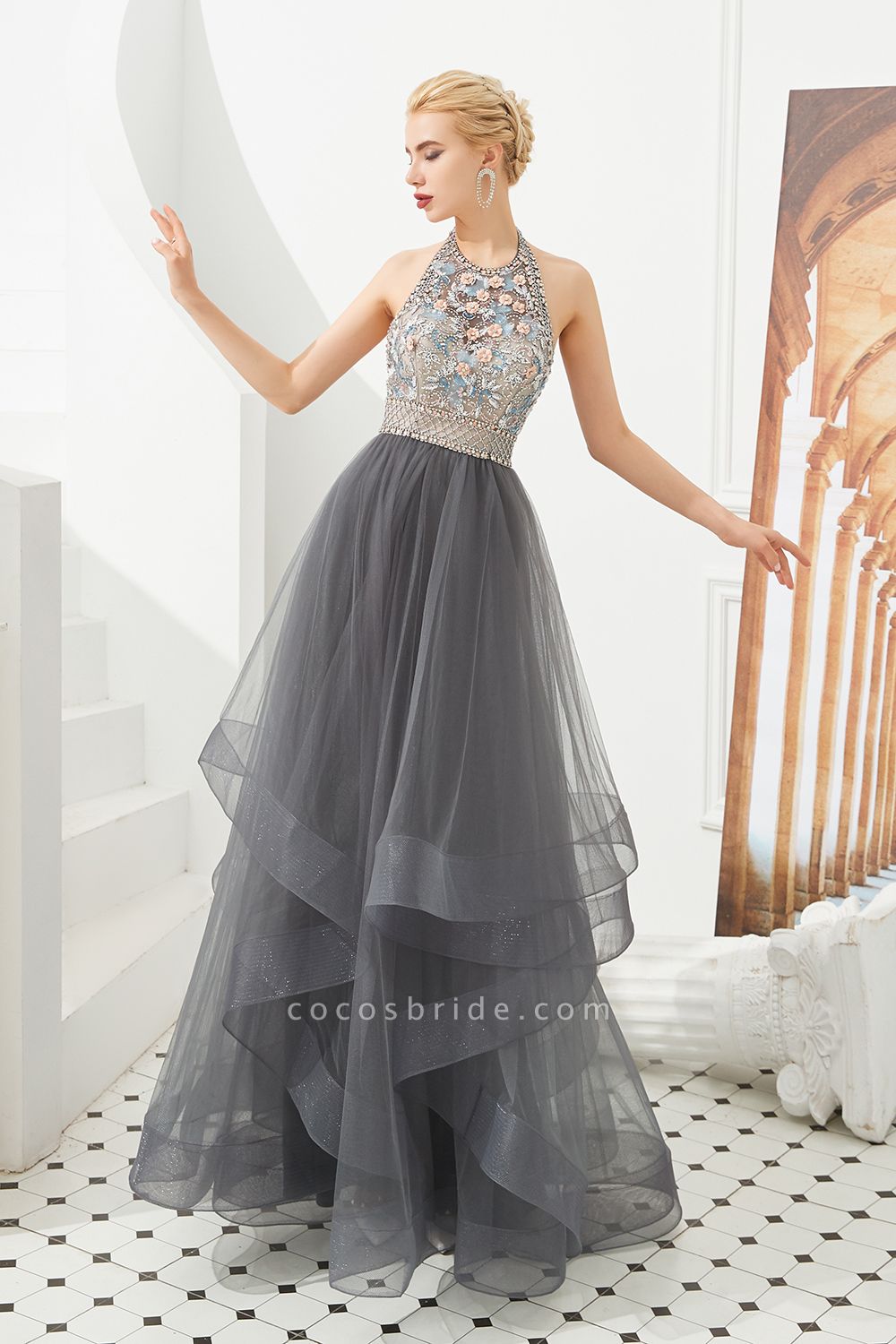 Chic Halter Tulle A-line Prom Dress