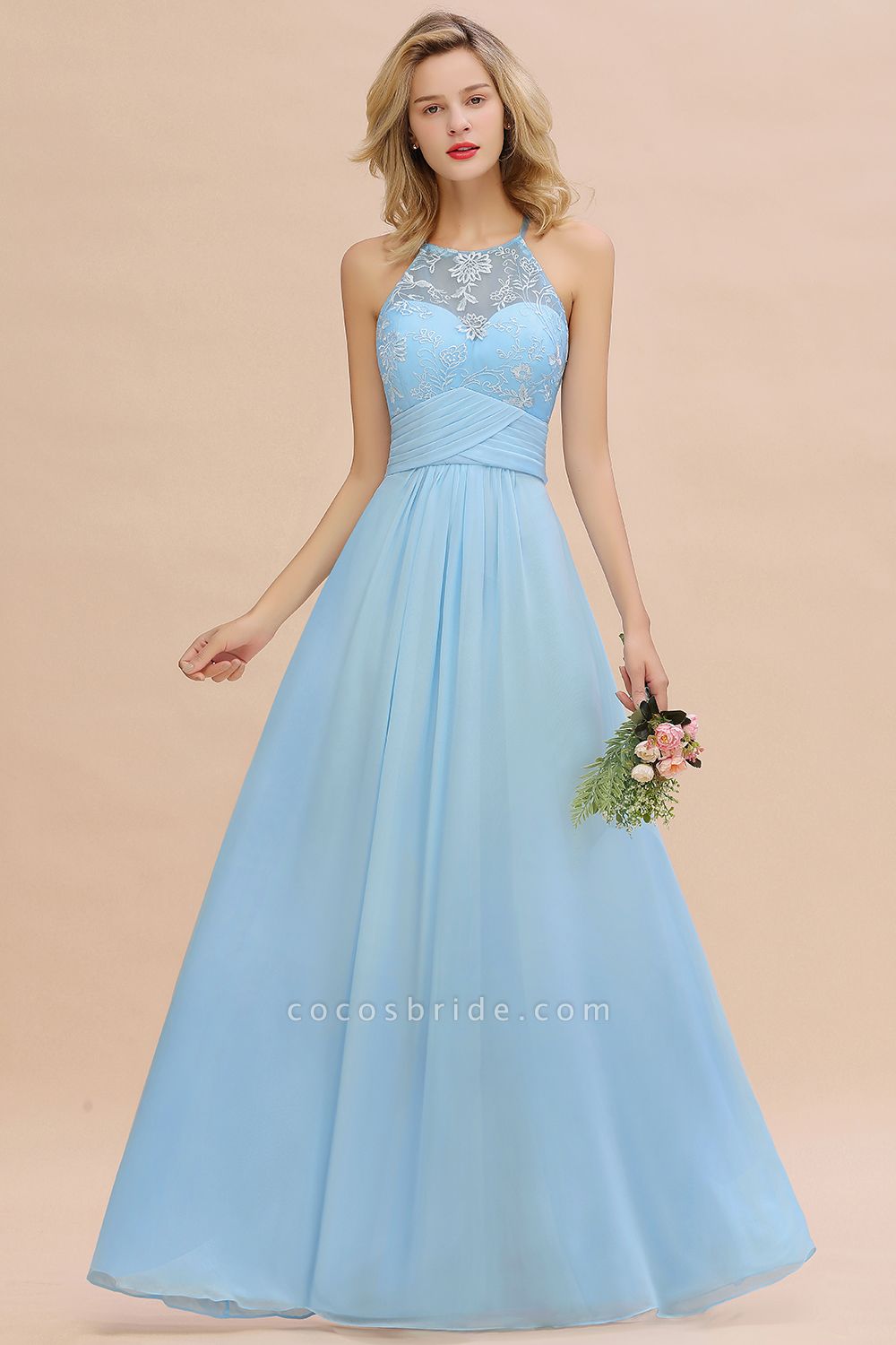 BM0776 Elegant Appliques Jewel Sleeveless Bridesmaid Dress Online