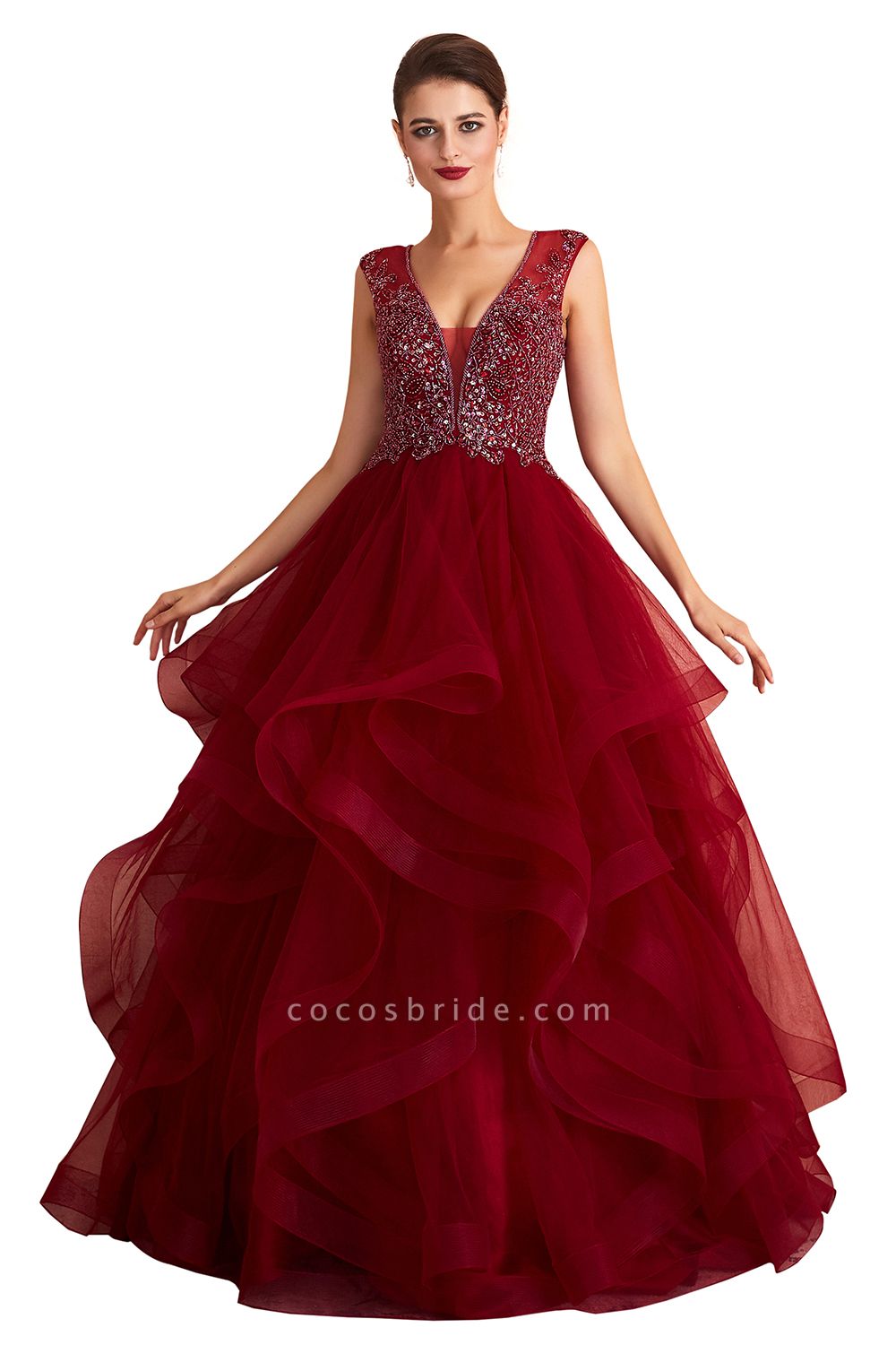 Wonderful V-neck Tulle A-line Prom Dress