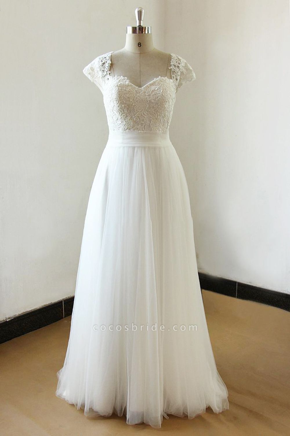 Graceful Off The Shoulder Lace Tulle Ball Gown Wedding Dress