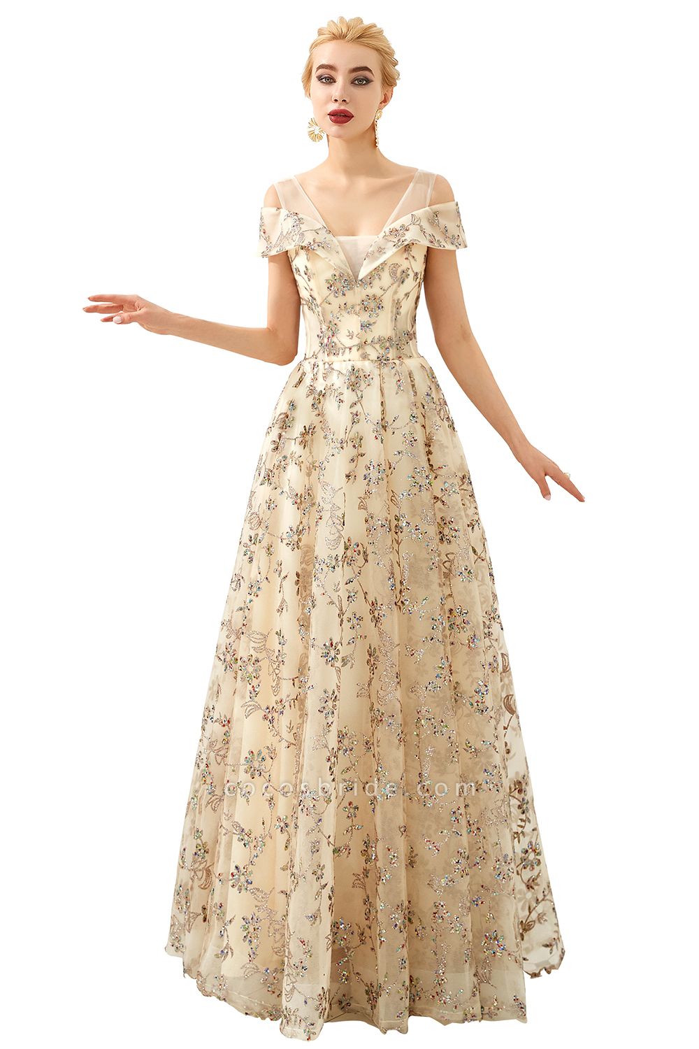 Graceful V-neck Tulle A-line Prom Dress