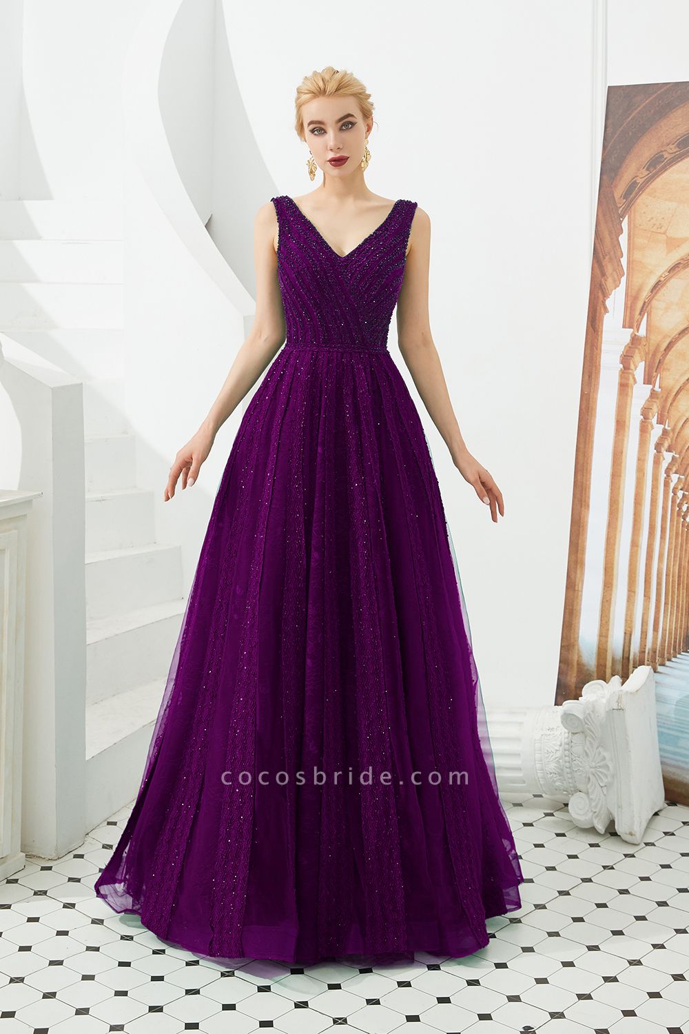 Awesome V-neck Tulle A-line Prom Dress