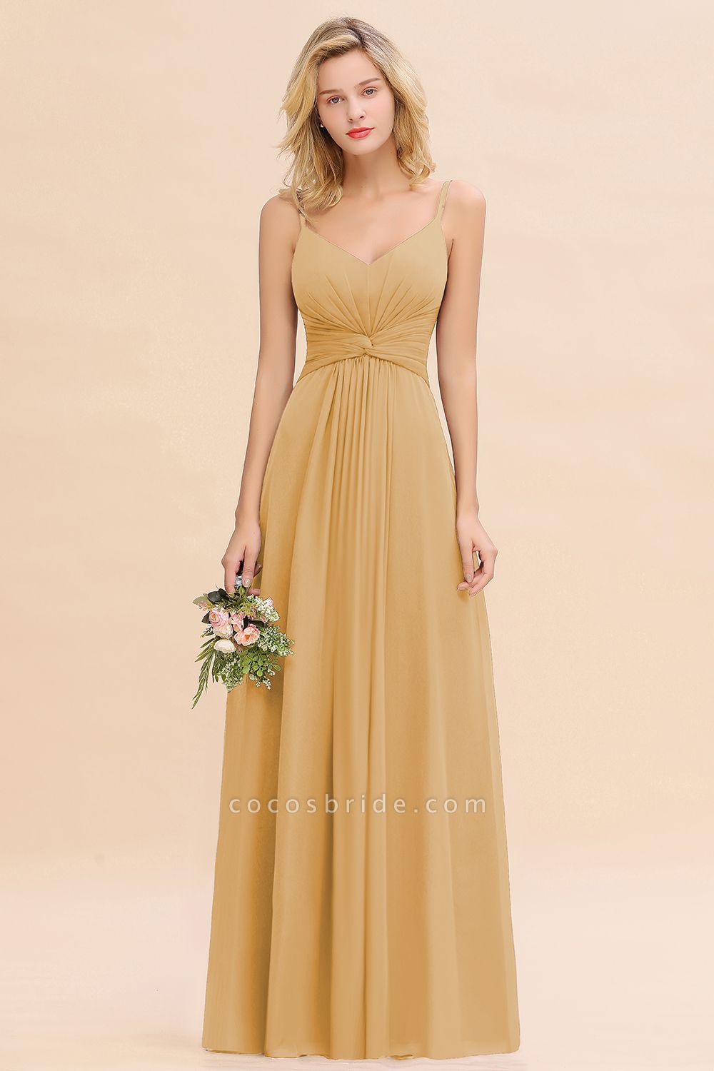 BM0762 Elegant A-line Ruffles Spaghetti Straps Bridesmaid Dress