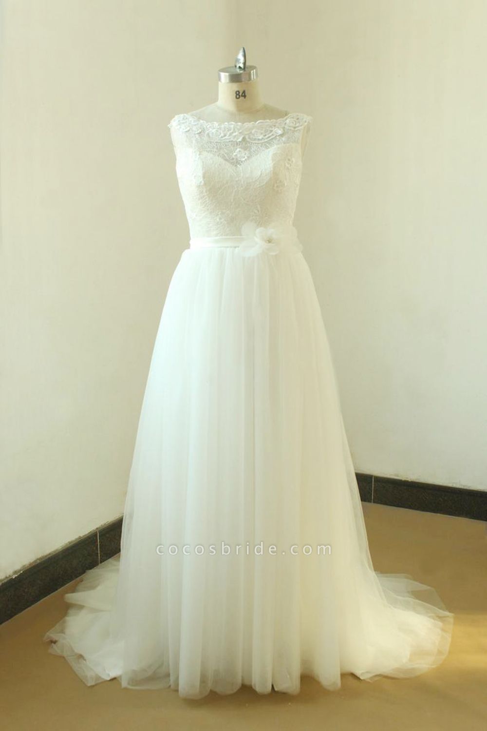Elegant Illusion Lace Tulle A-line Wedding Dress