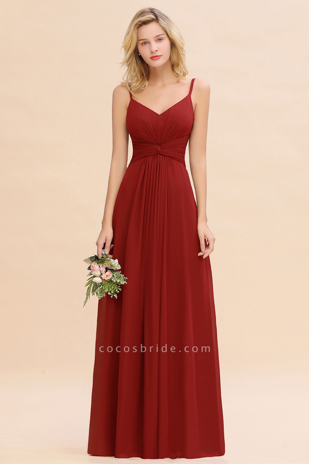 BM0762 Elegant A-line Ruffles Spaghetti Straps Bridesmaid Dress