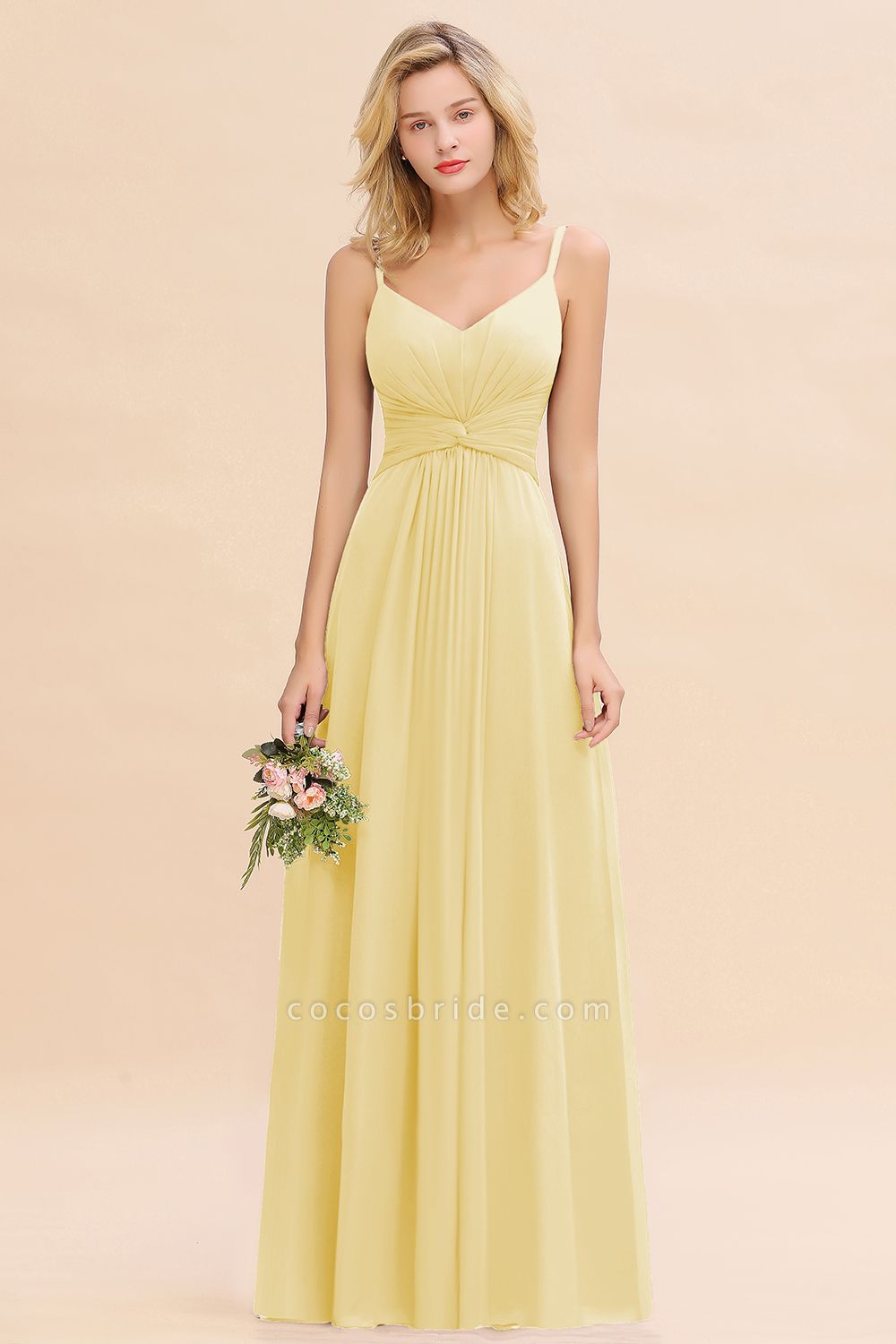 BM0762 Elegant A-line Ruffles Spaghetti Straps Bridesmaid Dress