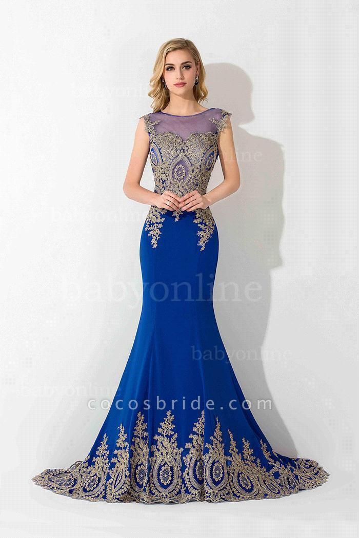 Mermaid Appliques Chiffon Court Train Evening Dress