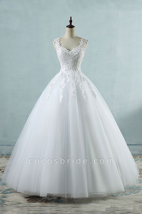Strapless Appliques Tulle A-line Wedding Dress