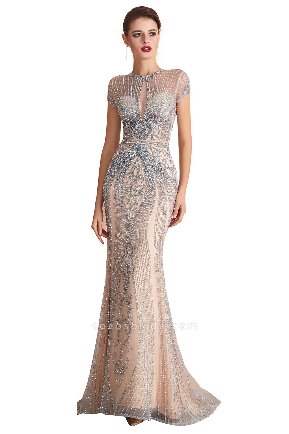 Marvelous Long Mermaid Jewel Tulle Bread Prom Dress