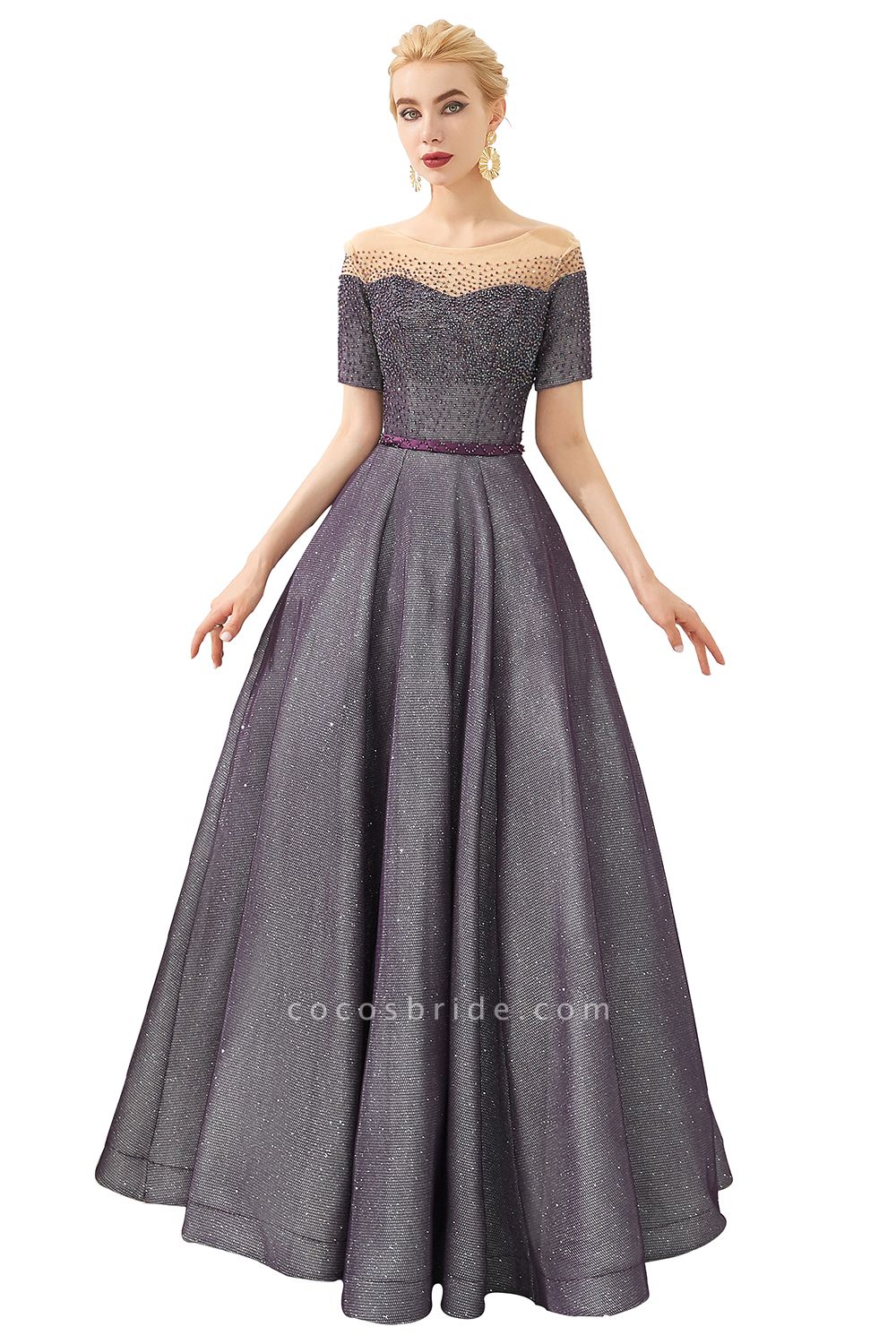 Fascinating Jewel Bright silk Princess Prom Dress