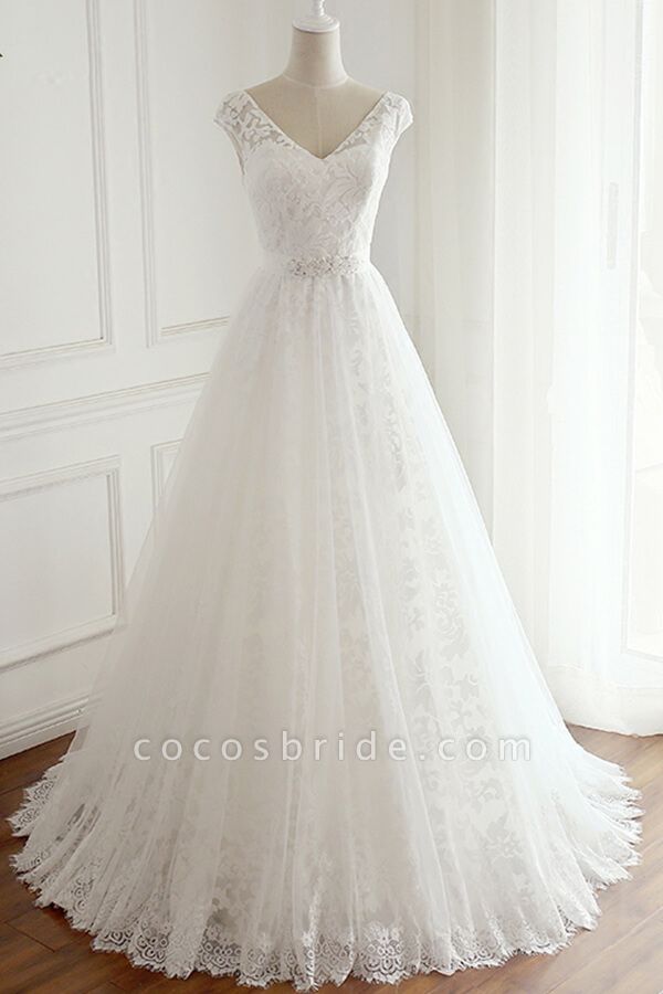 Eye-catching V-neck Lace A-line Wedding Dress