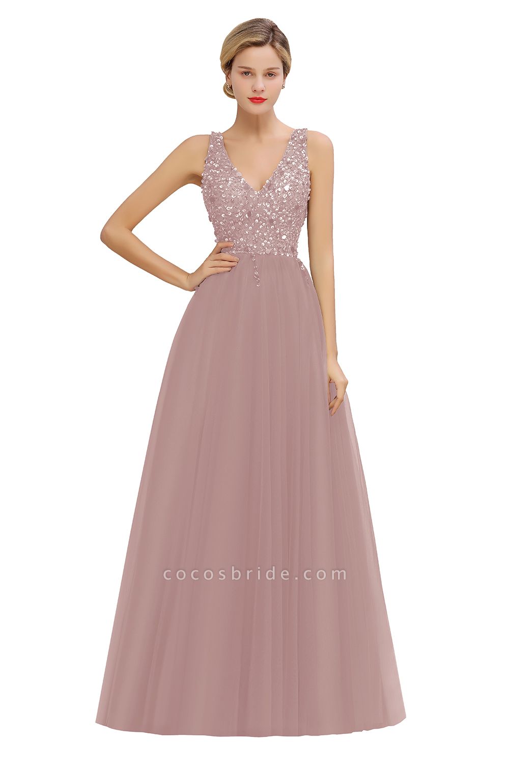 Fabulous V-neck Tulle A-line Prom Dress