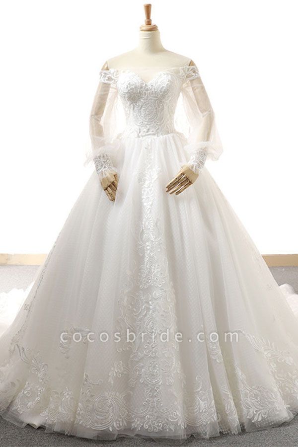 Appliques Long Sleeve Off Shoulder Wedding Dress