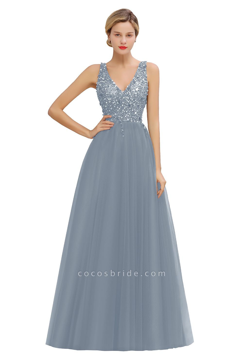 Fabulous V-neck Tulle A-line Prom Dress