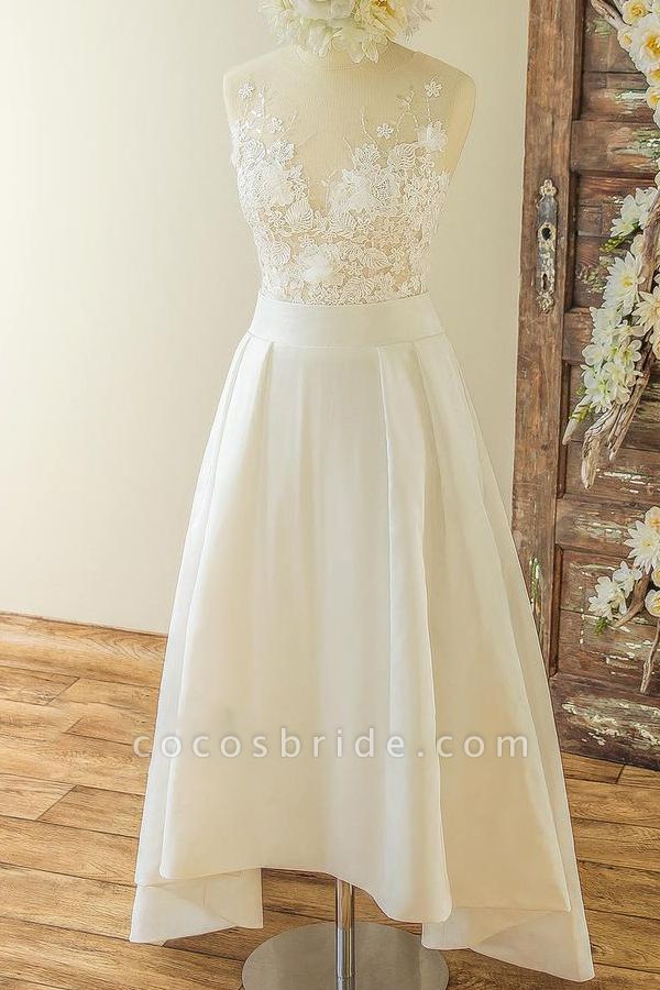 Best Applqiues High Low A-line Stain Wedding Dress